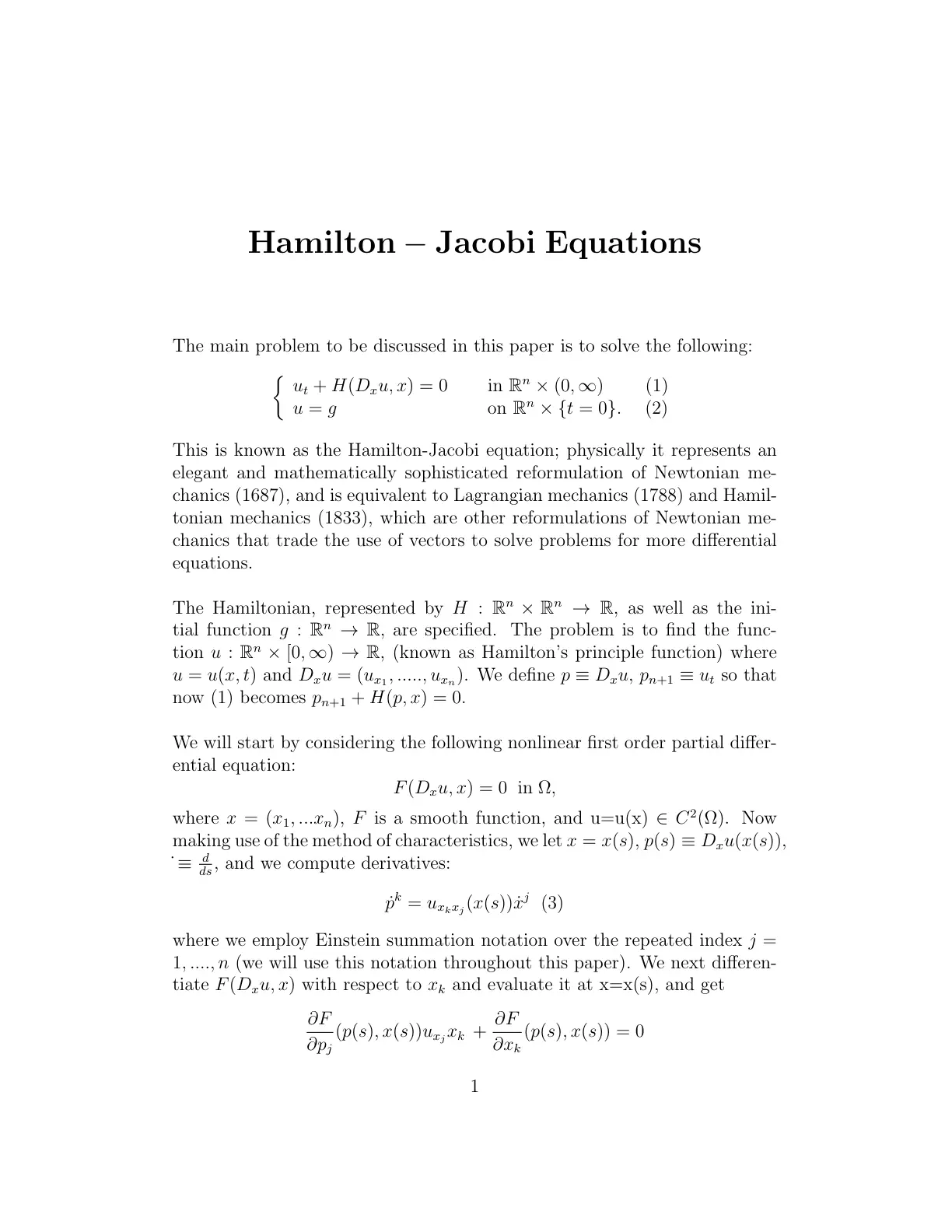 غلاف تقرير Hamilton Jacobi Equations