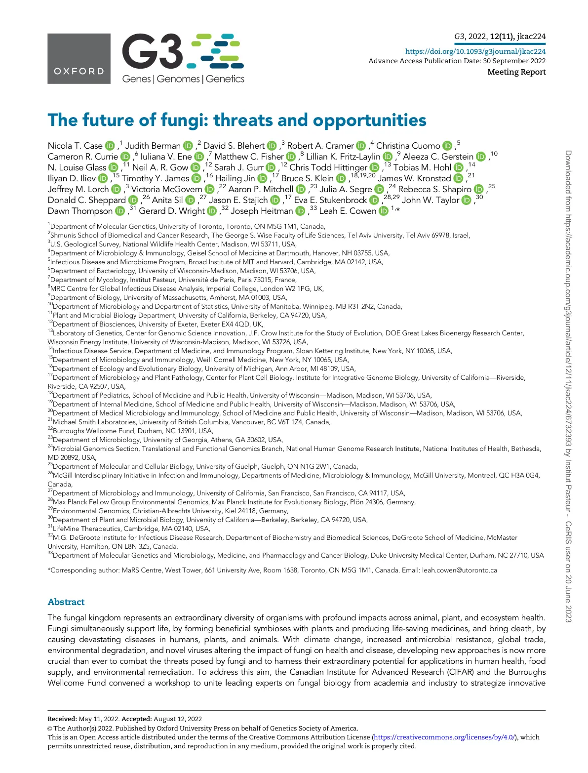 غلاف تقرير The future of fungi: threats and opportunities