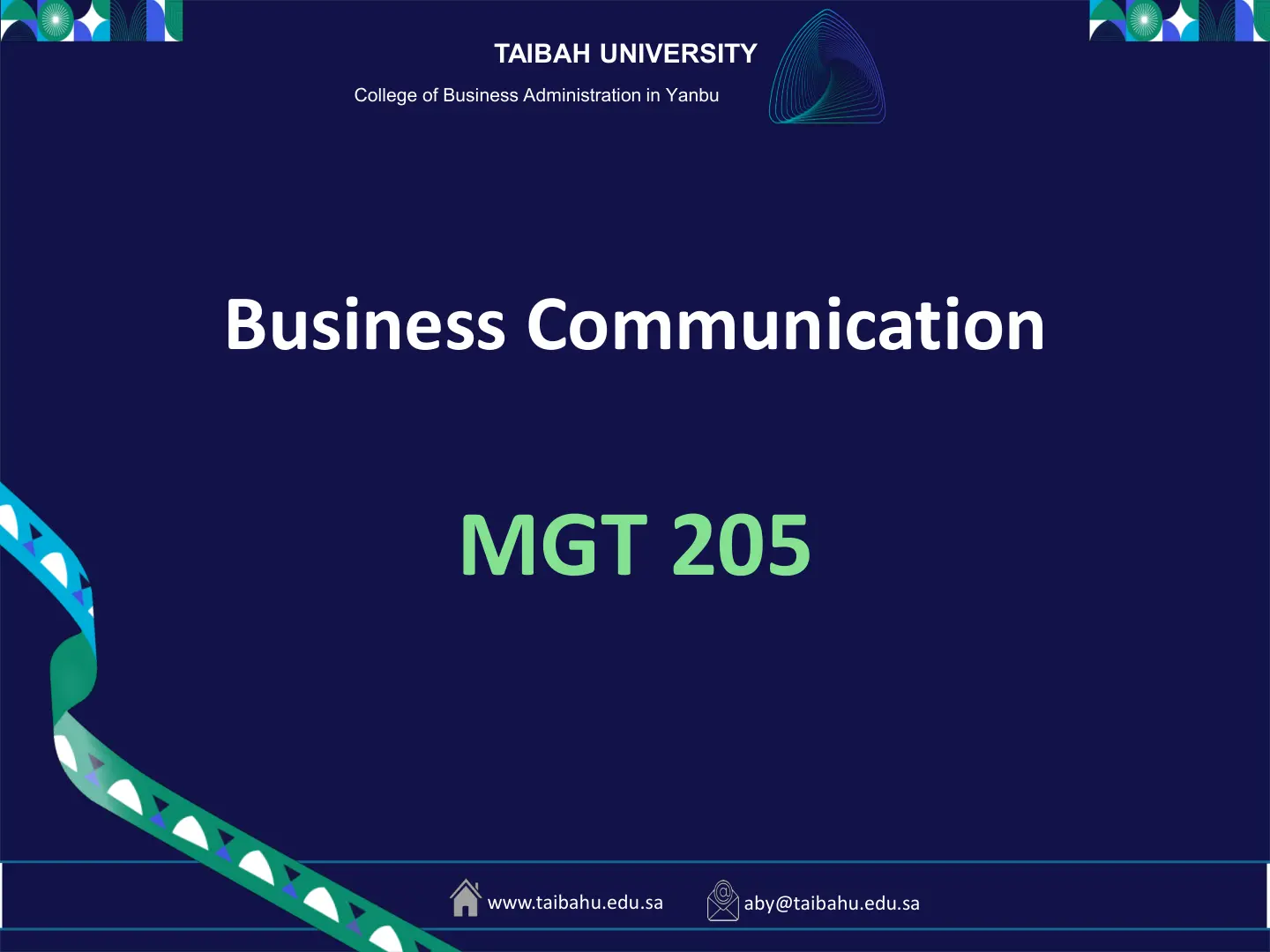 غلاف تقرير Business Communication - MGT 205