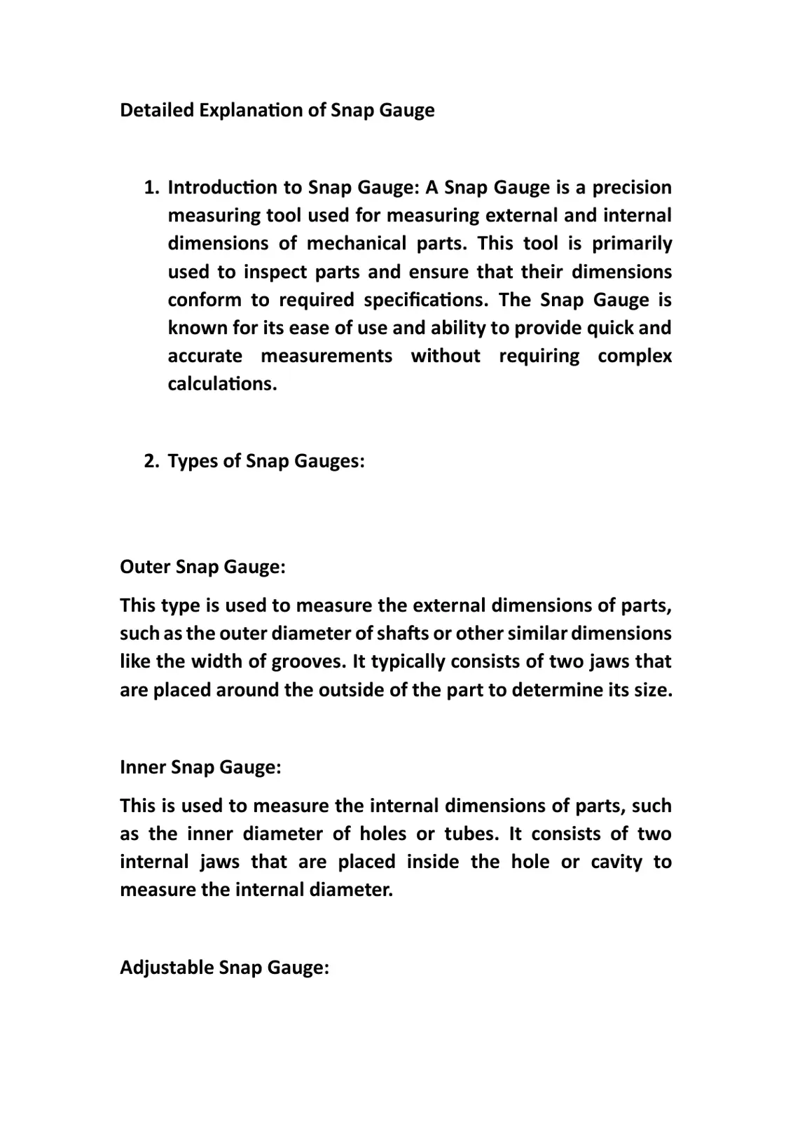 غلاف تقرير Detailed Explanation of Snap Gauge