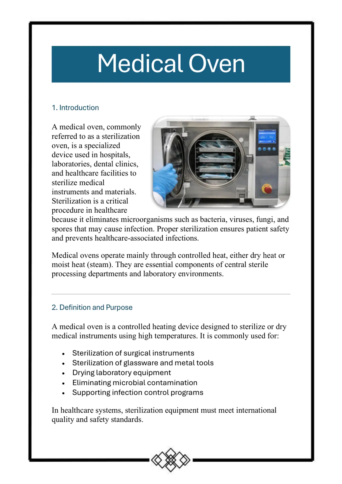 غلاف تقرير Medical Oven
