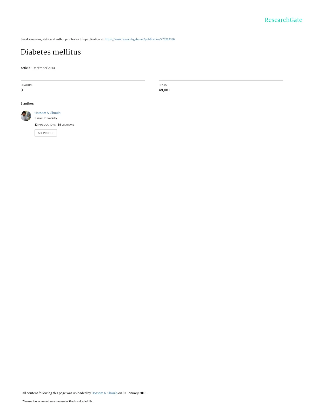 غلاف تقرير Diabetes Mellitus