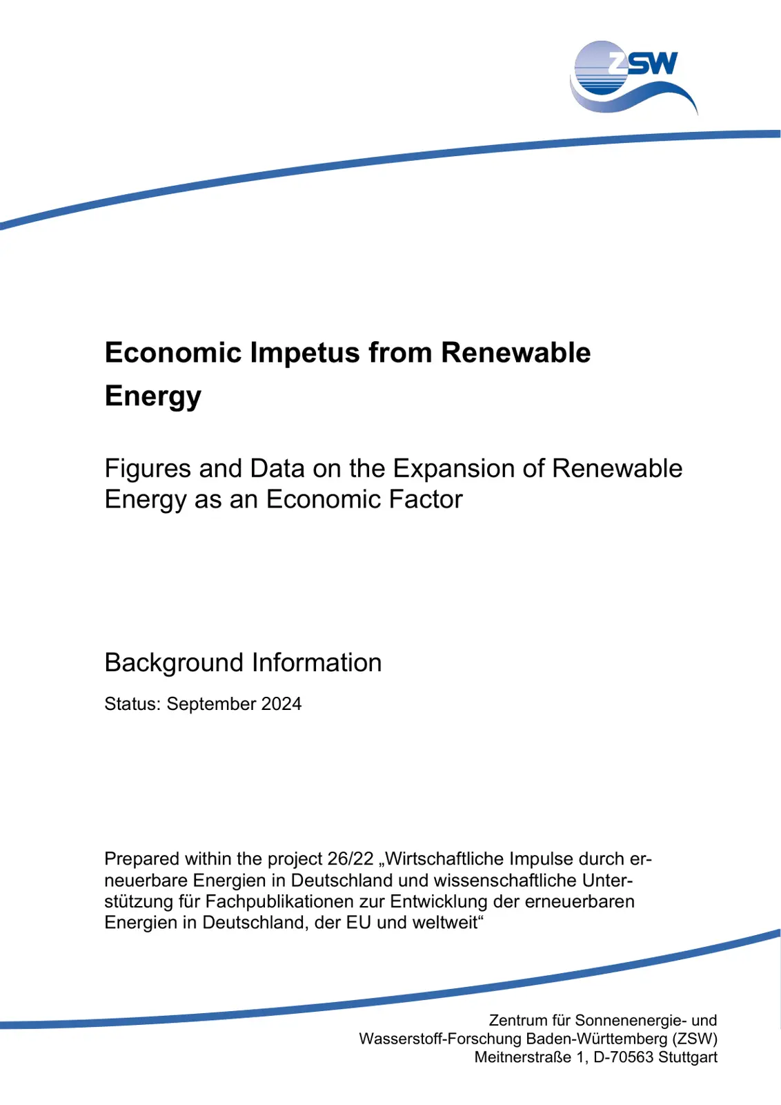 غلاف تقرير Economic Impetus from Renewable Energy – Figures and Data on the Expansion of Renewable Energy