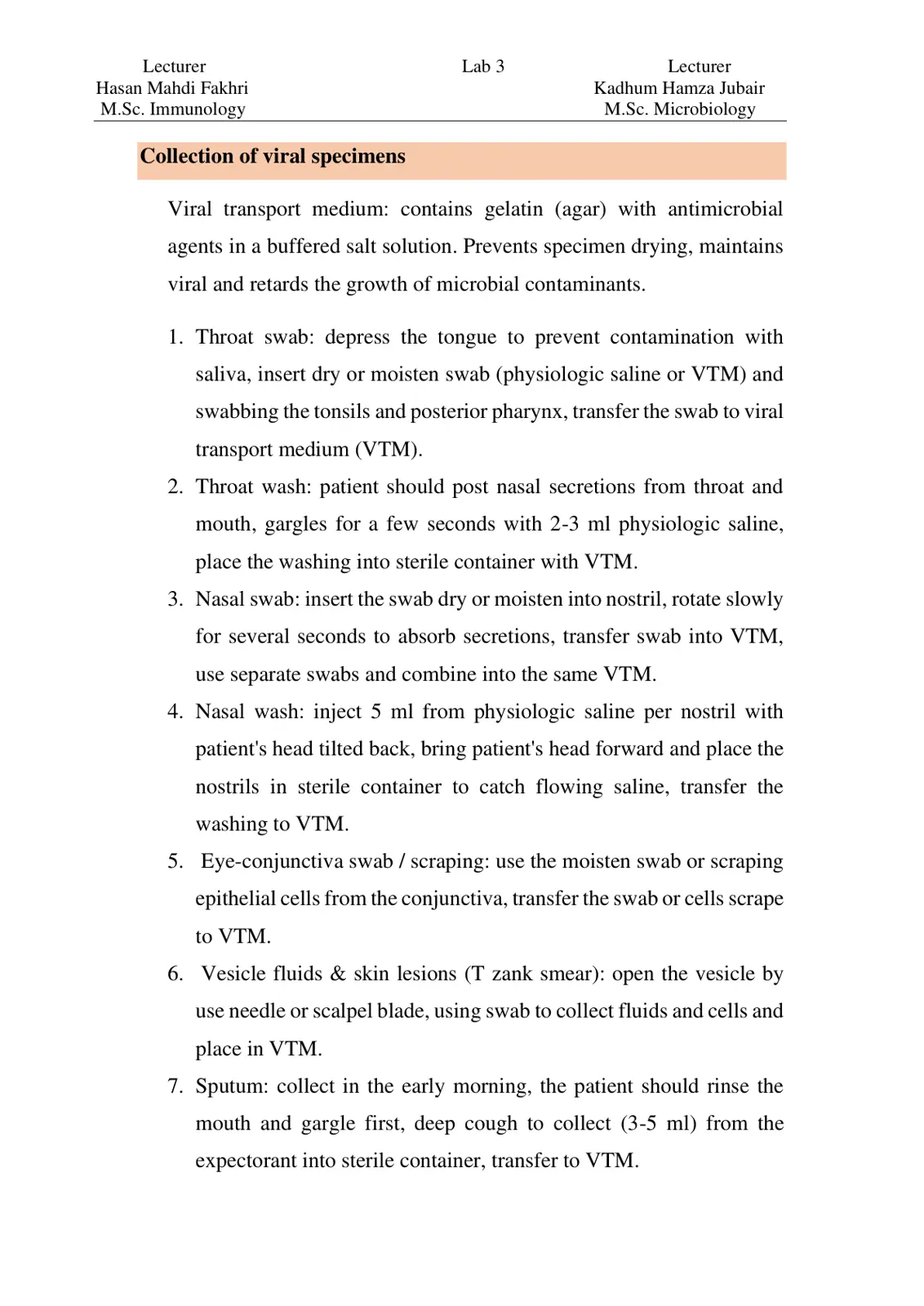 غلاف تقرير Collection of viral specimens