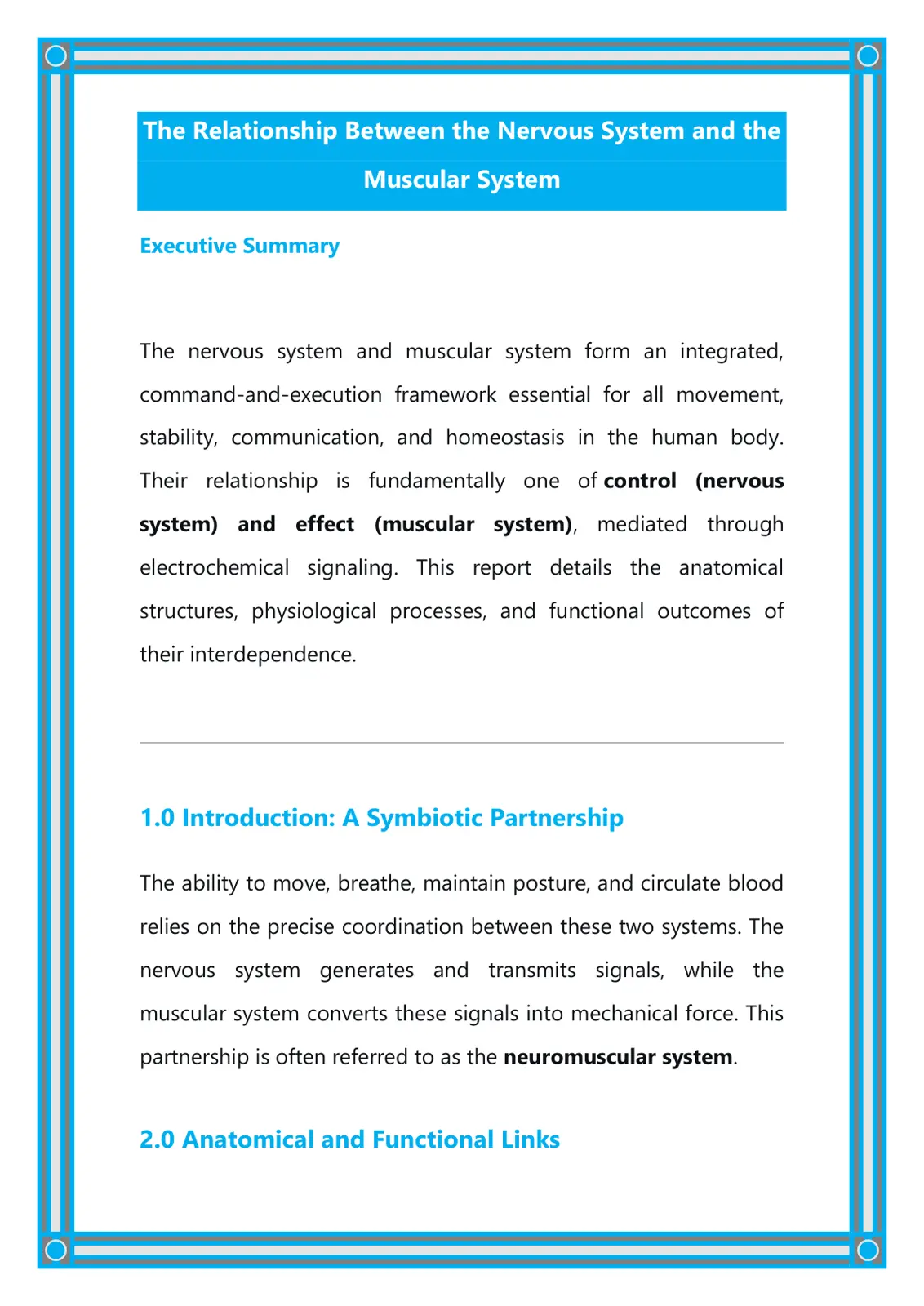 غلاف تقرير The Relationship Between the Nervous System and the Muscular System
