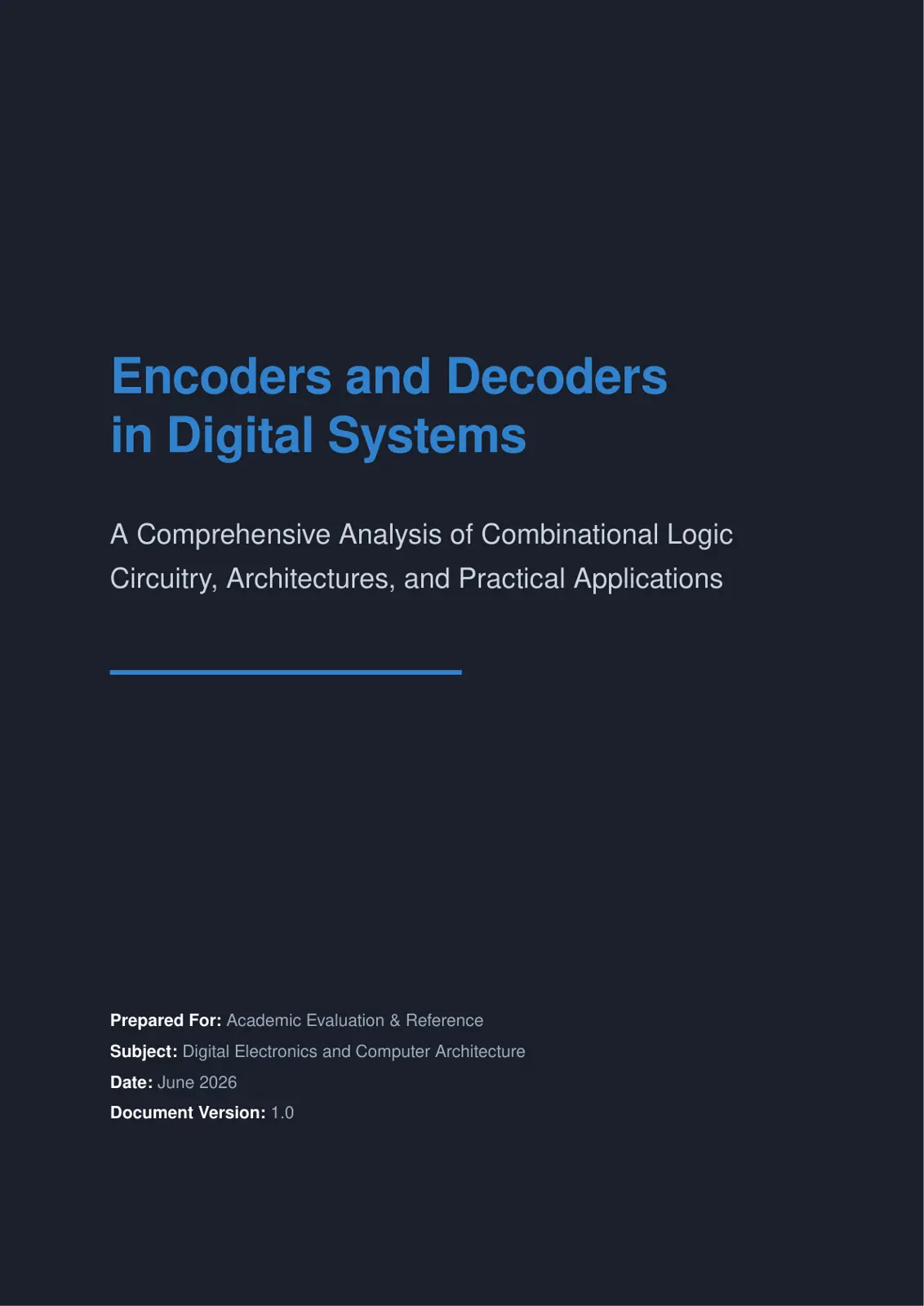 غلاف تقرير Encoders and Decoders in Digital Systems