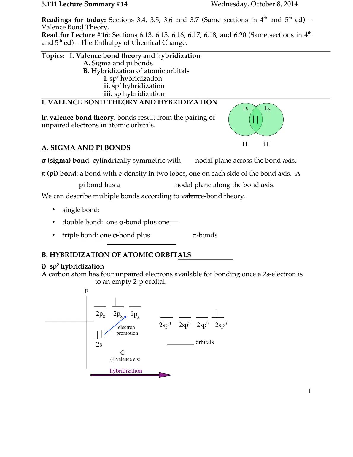 غلاف تقرير 5.111 Lecture Summary #14