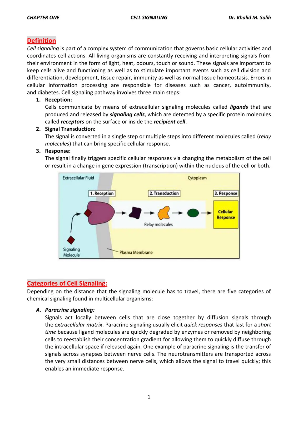 غلاف تقرير CHAPTER ONE – CELL SIGNALING