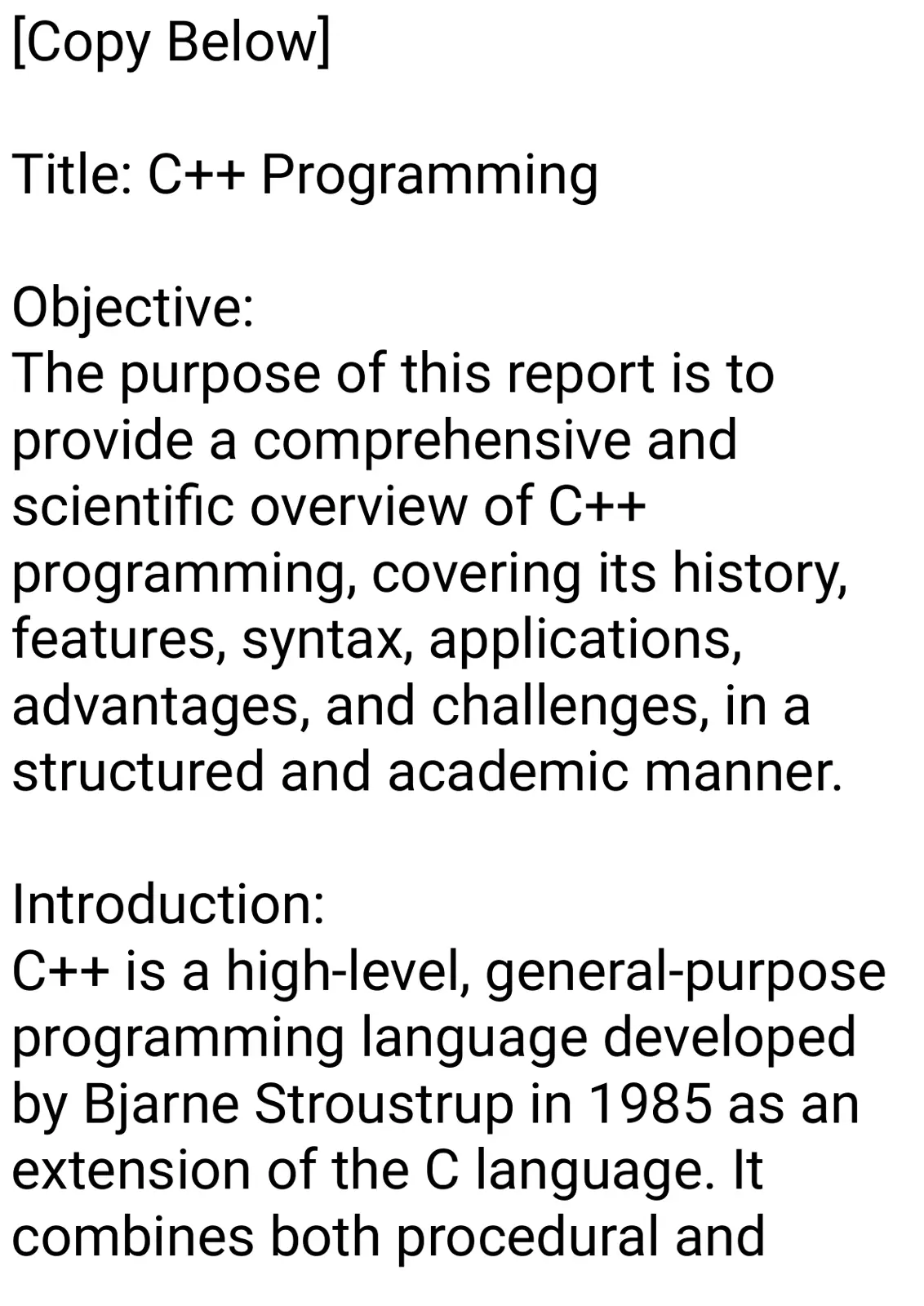 غلاف تقرير C++ Programming