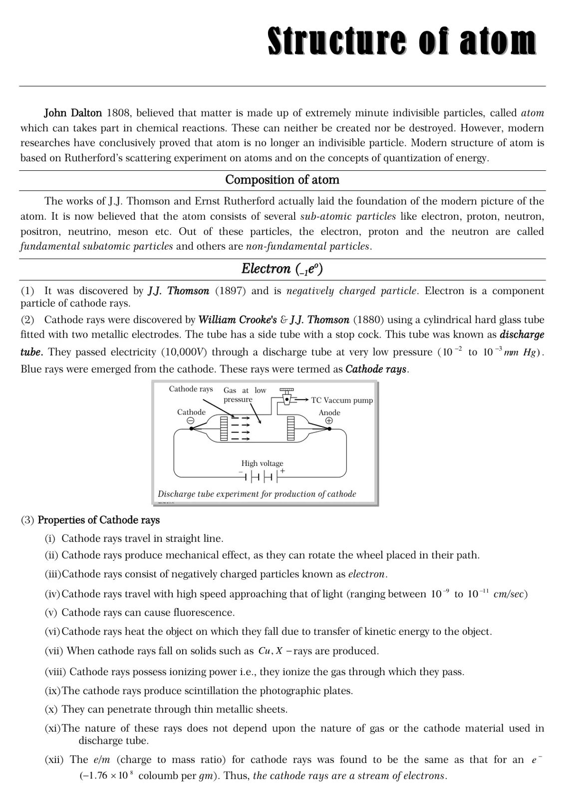 غلاف تقرير Structure of atom