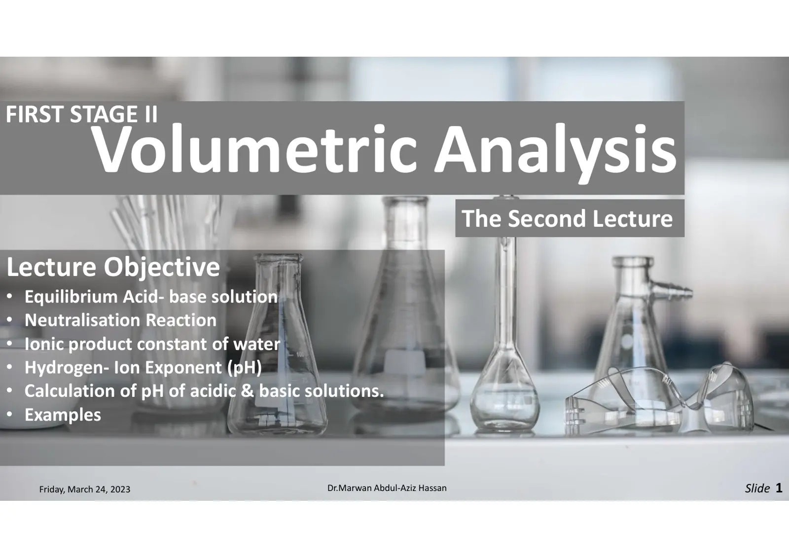 غلاف تقرير FIRST STAGE II - Volumetric Analysis - The Second Lecture