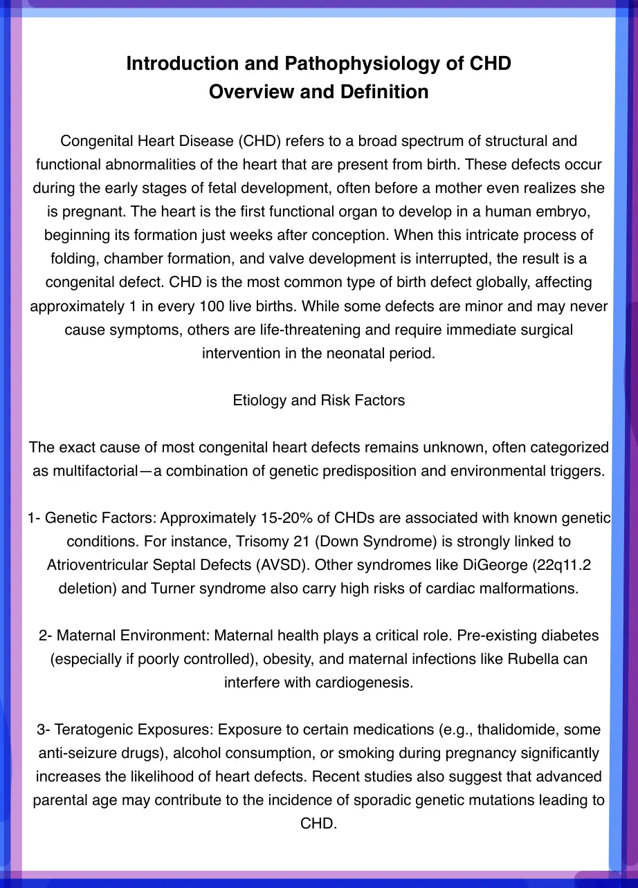 غلاف تقرير Introduction and Pathophysiology of CHD