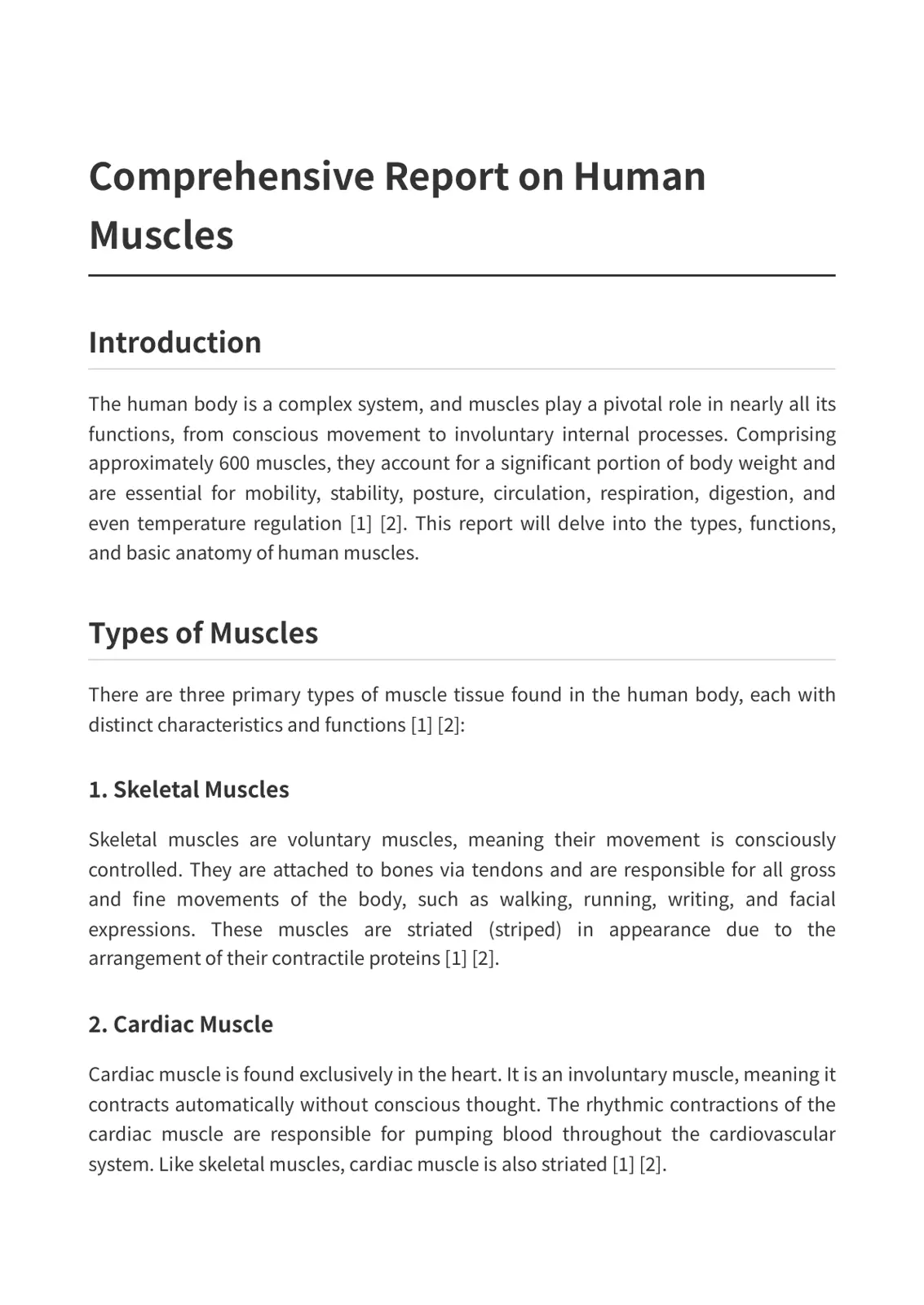 غلاف تقرير Comprehensive Report on Human Muscles