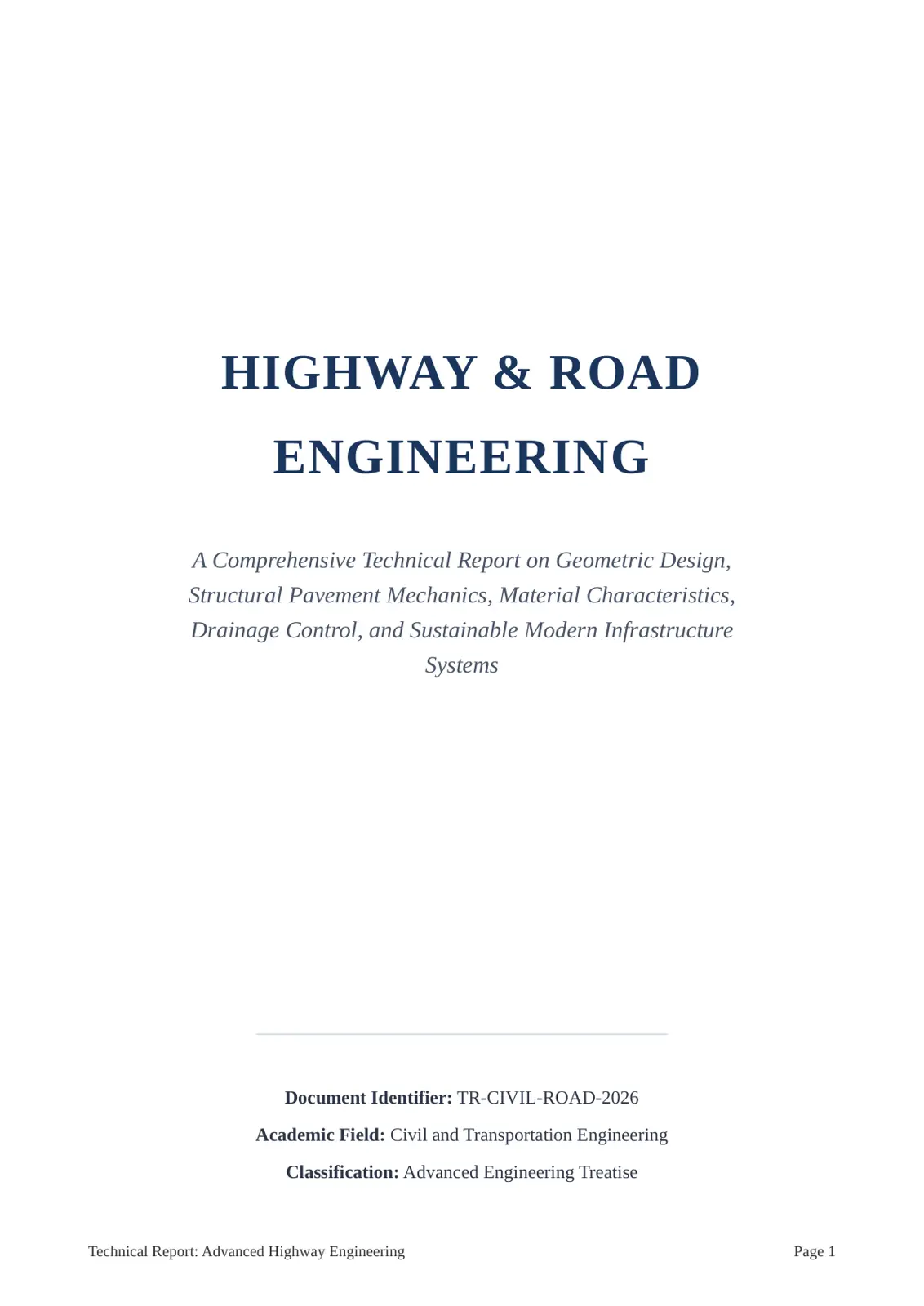 غلاف تقرير Highway & Road Engineering