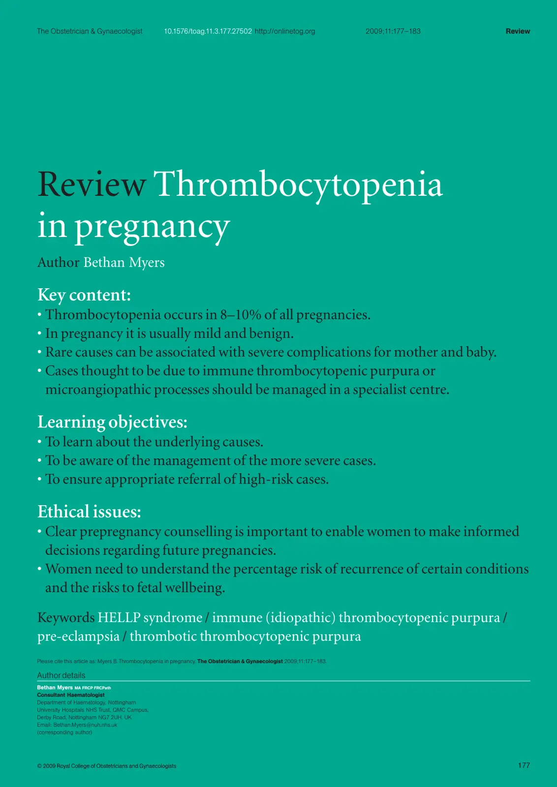غلاف تقرير Thrombocytopenia in Pregnancy