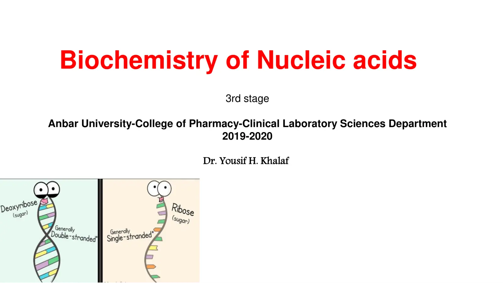 غلاف تقرير Biochemistry of Nucleic acids