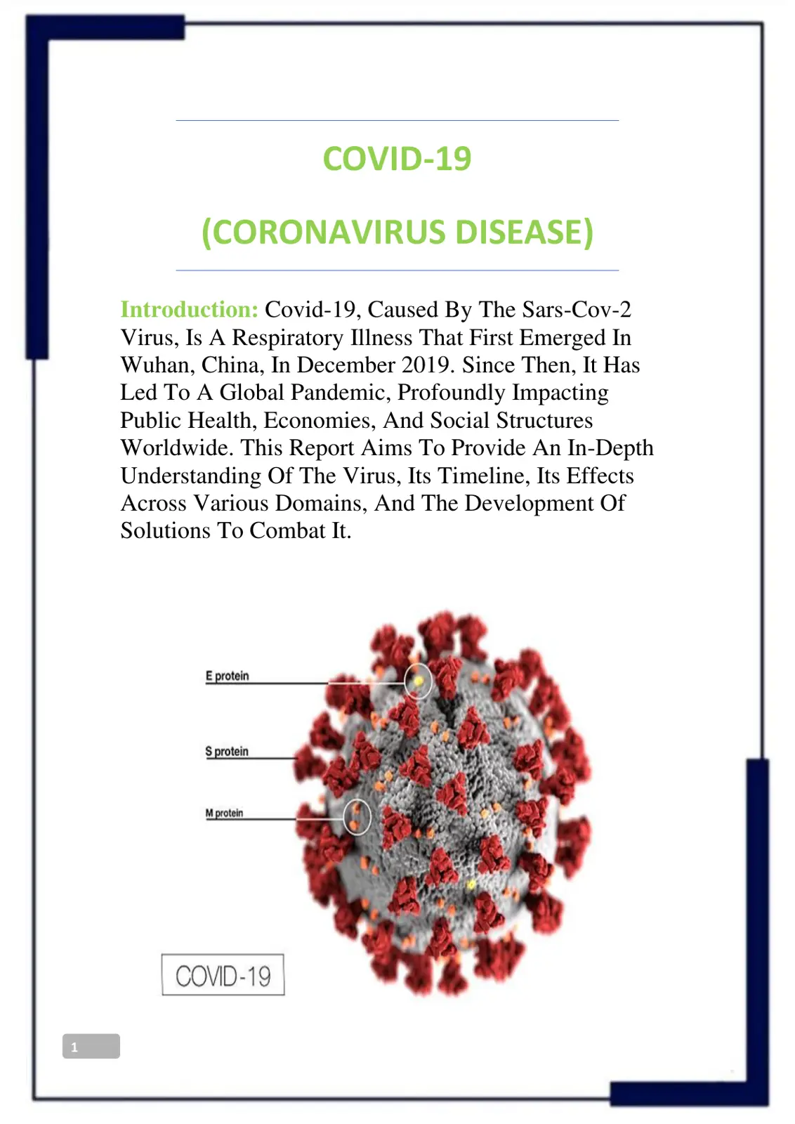 غلاف تقرير COVID-19 (CORONAVIRUS DISEASE)