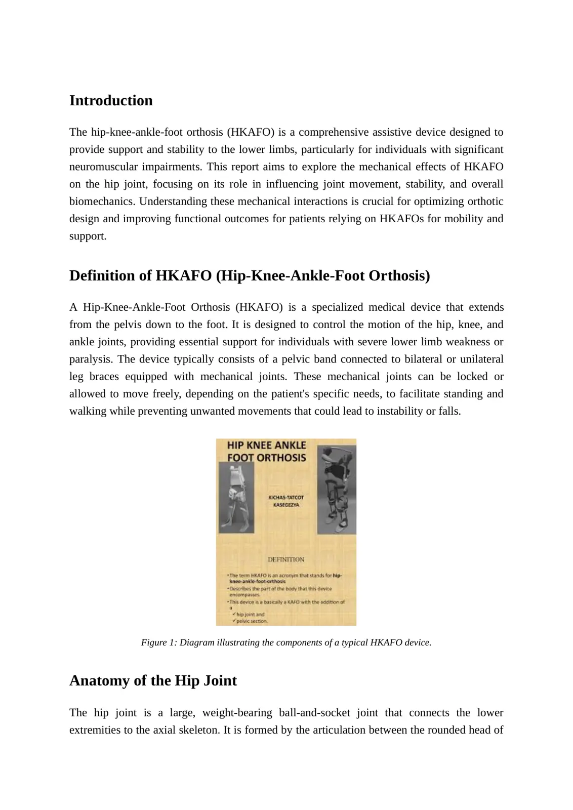 غلاف تقرير Mechanical Effects of HKAFO on the Hip Joint
