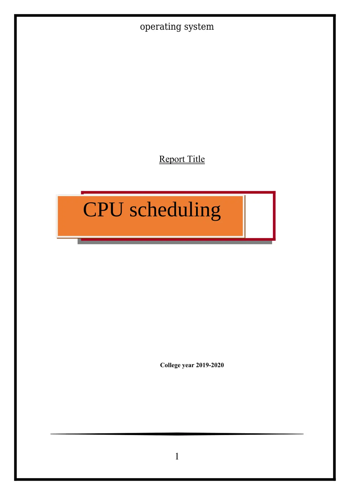 غلاف تقرير CPU Scheduling