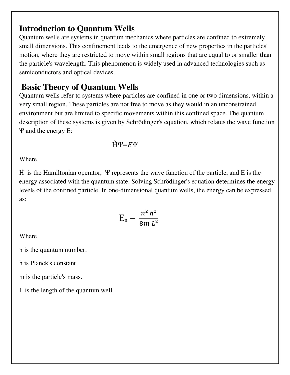 غلاف تقرير Introduction to Quantum Wells