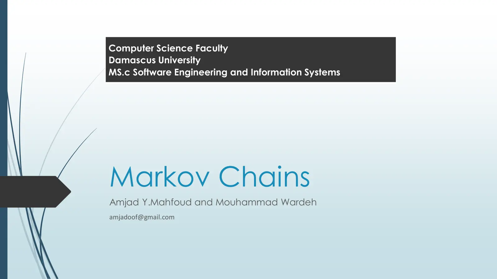 غلاف تقرير Markov Chains