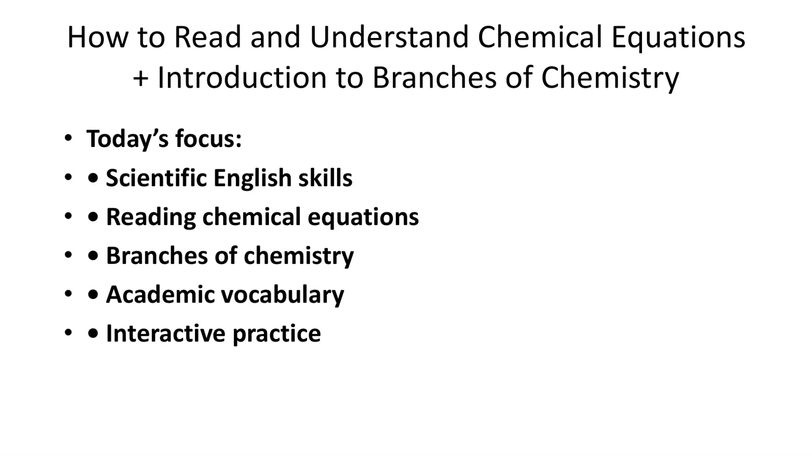 غلاف تقرير How to Read and Understand Chemical Equations + Introduction to Branches of Chemistry
