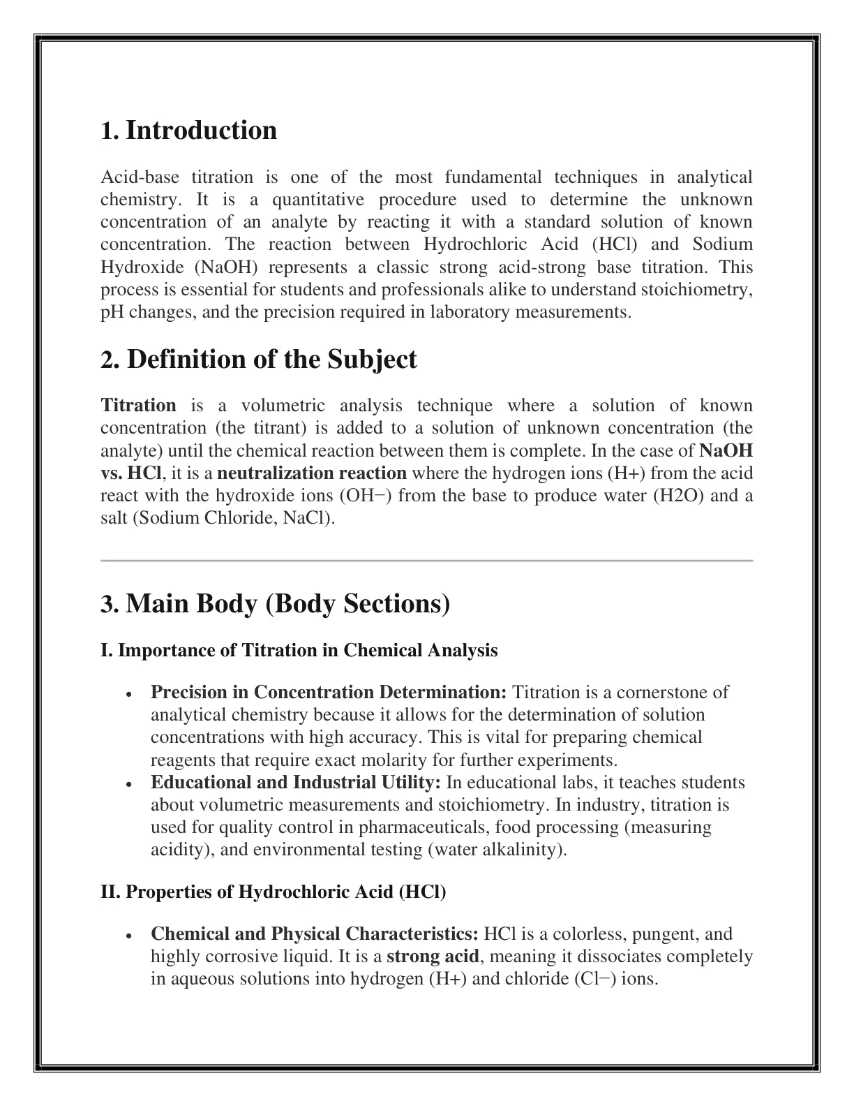 غلاف تقرير Acid-Base Titration