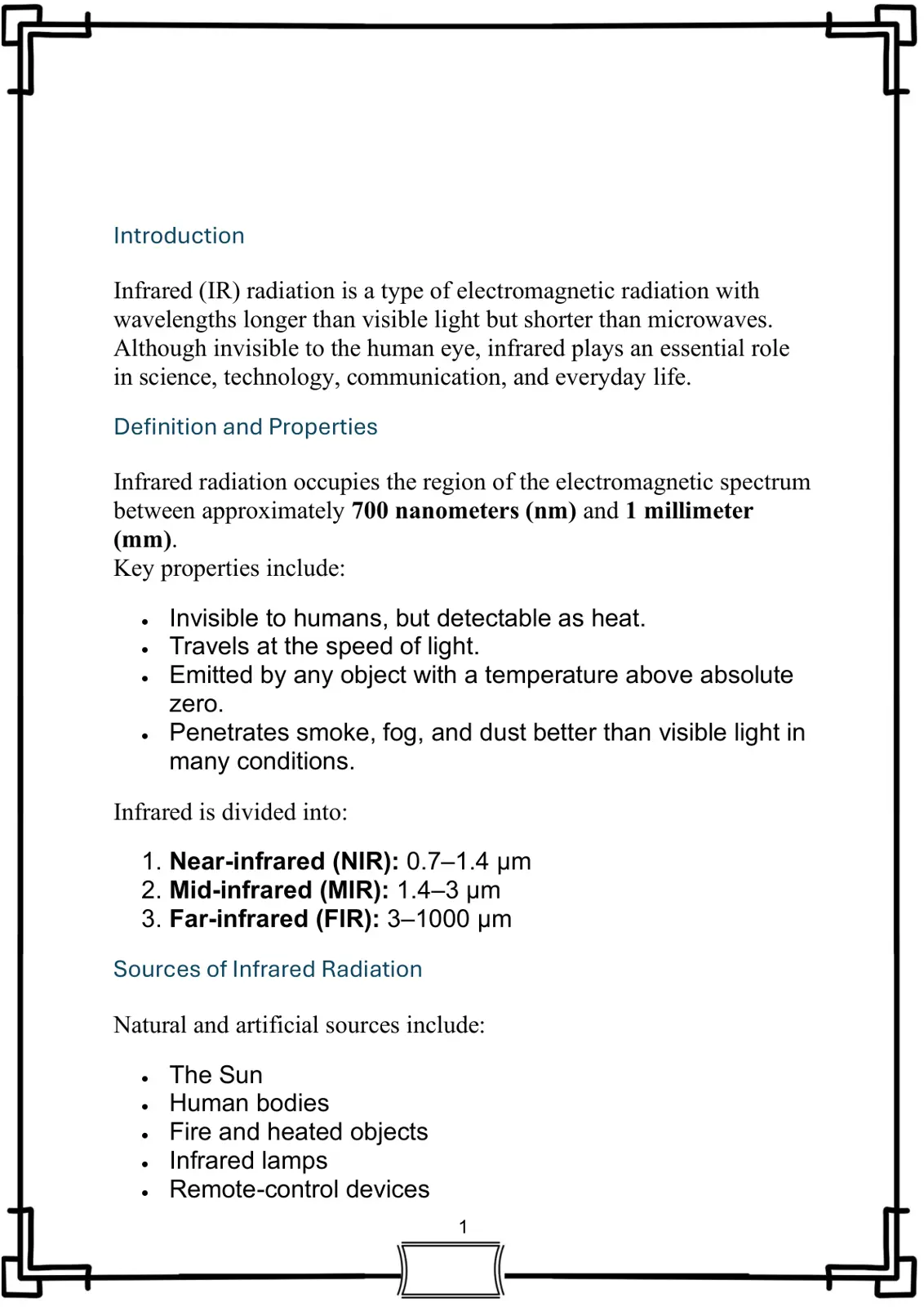 غلاف تقرير Introduction to Infrared Radiation