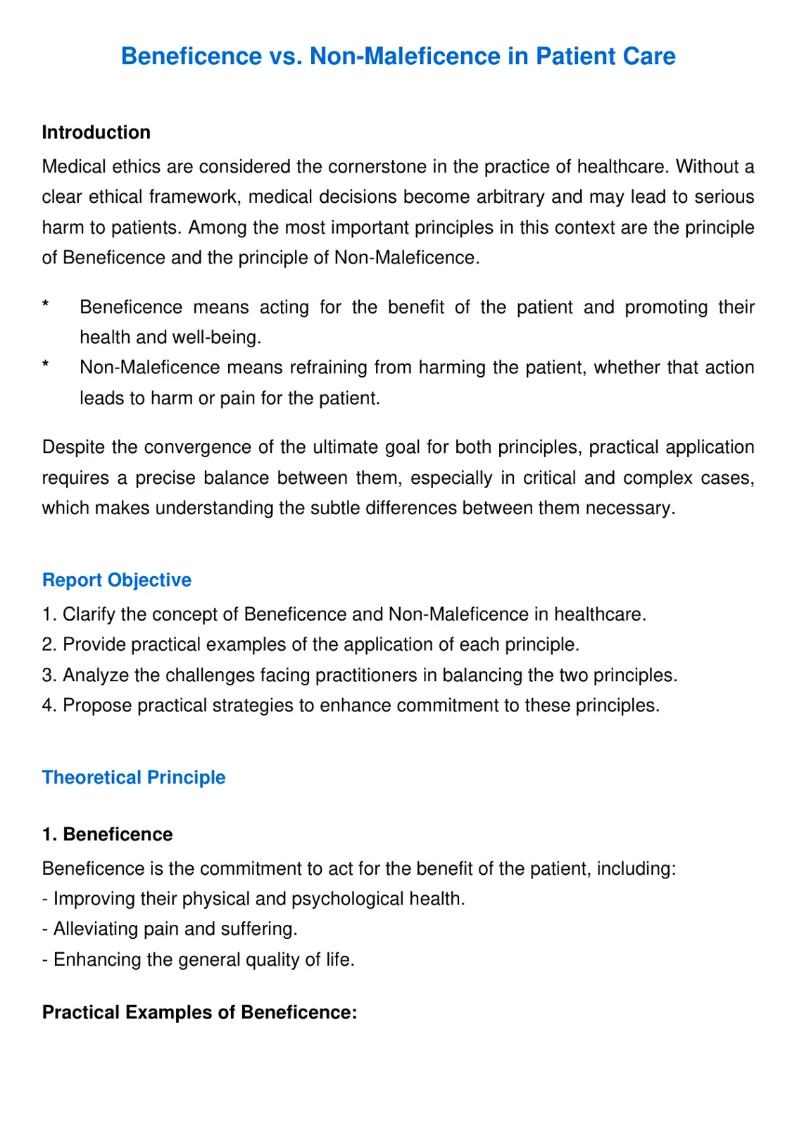 غلاف تقرير Beneficence vs. Non-Maleficence in Patient Care