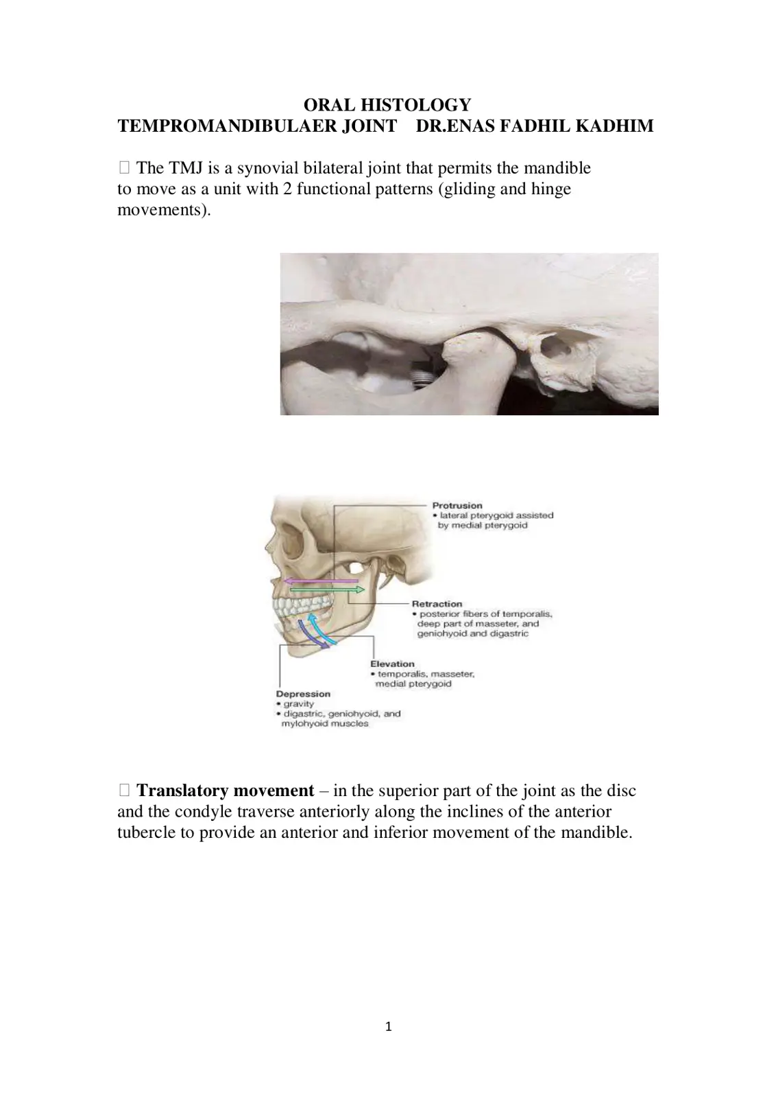 غلاف تقرير Oral Histology: Temporomandibular Joint