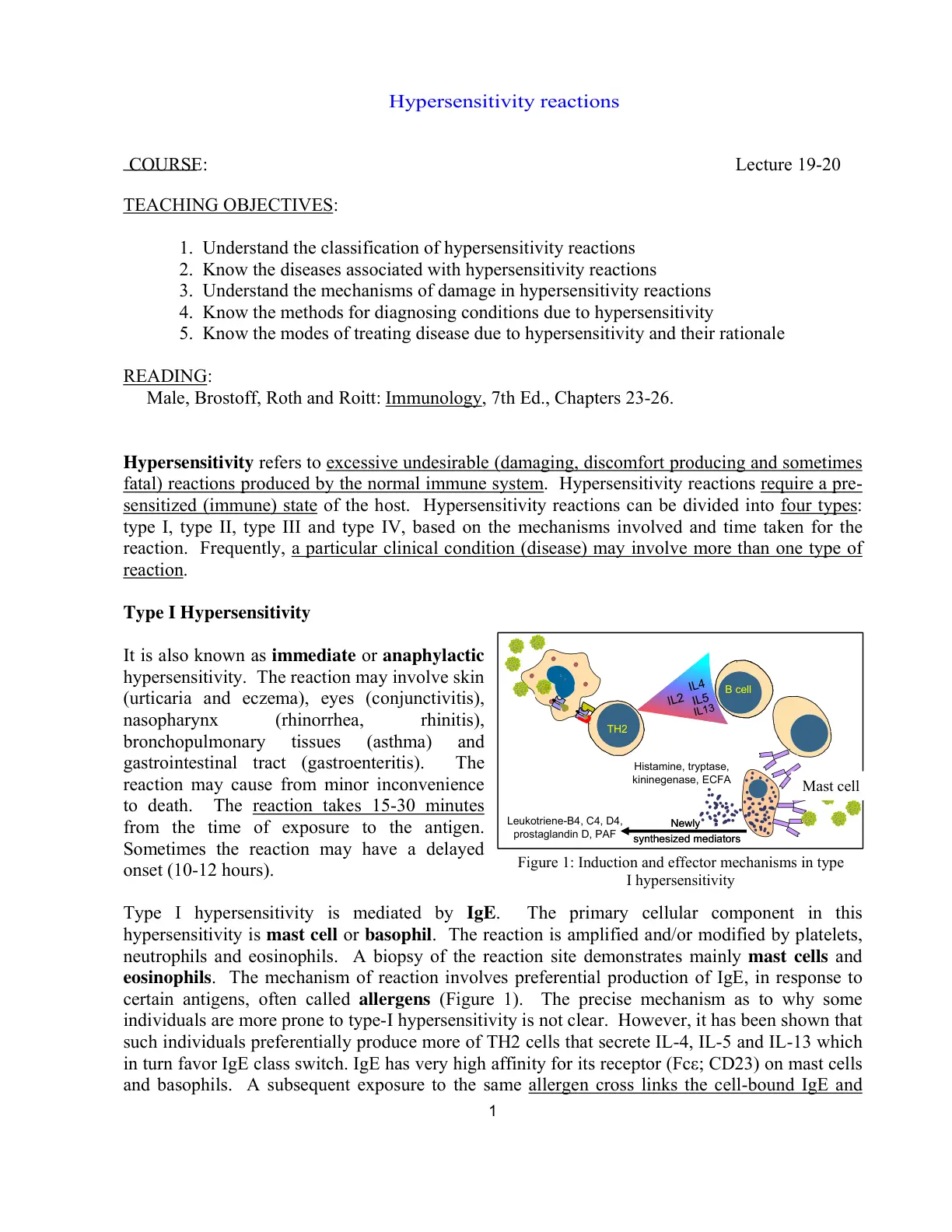 غلاف تقرير Hypersensitivity reactions (Lecture 19-20)
