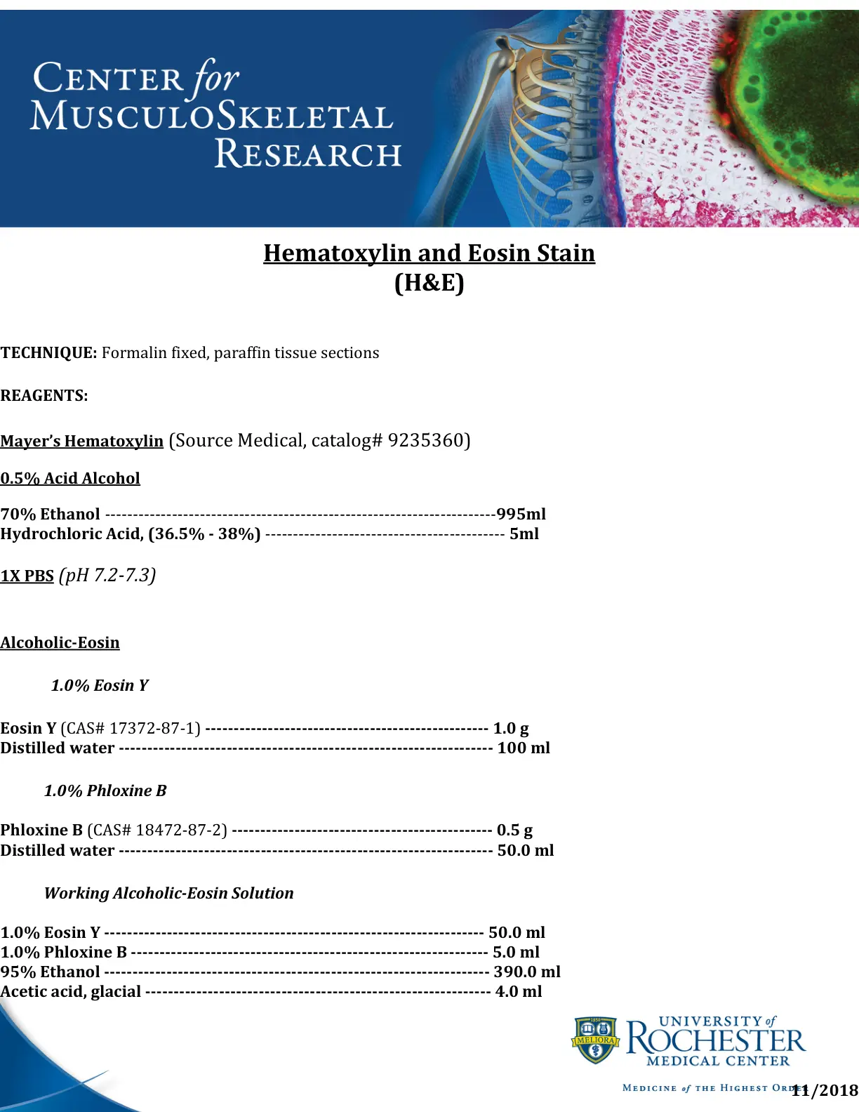 غلاف تقرير Hematoxylin and Eosin Stain (H&E) TECHNIQUE: Formalin fixed, paraffin tissue sections