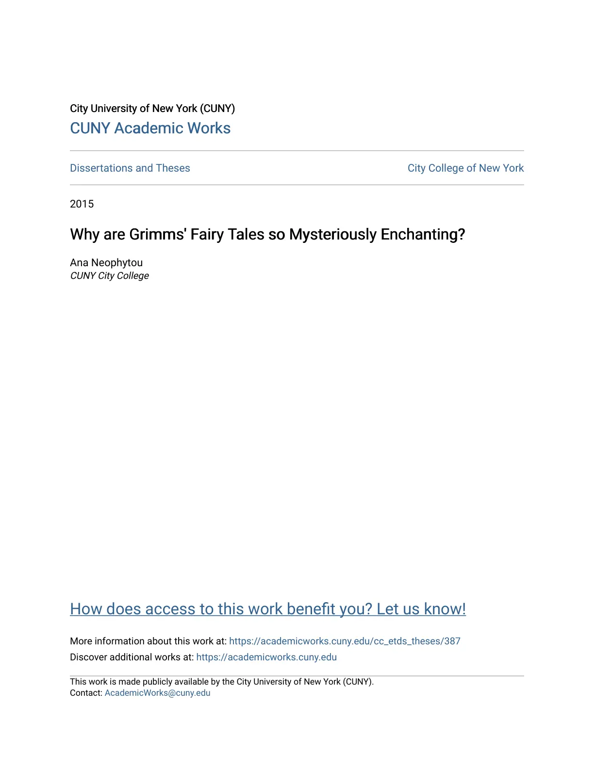 غلاف تقرير Why are Grimms' Fairy Tales so Mysteriously Enchanting?