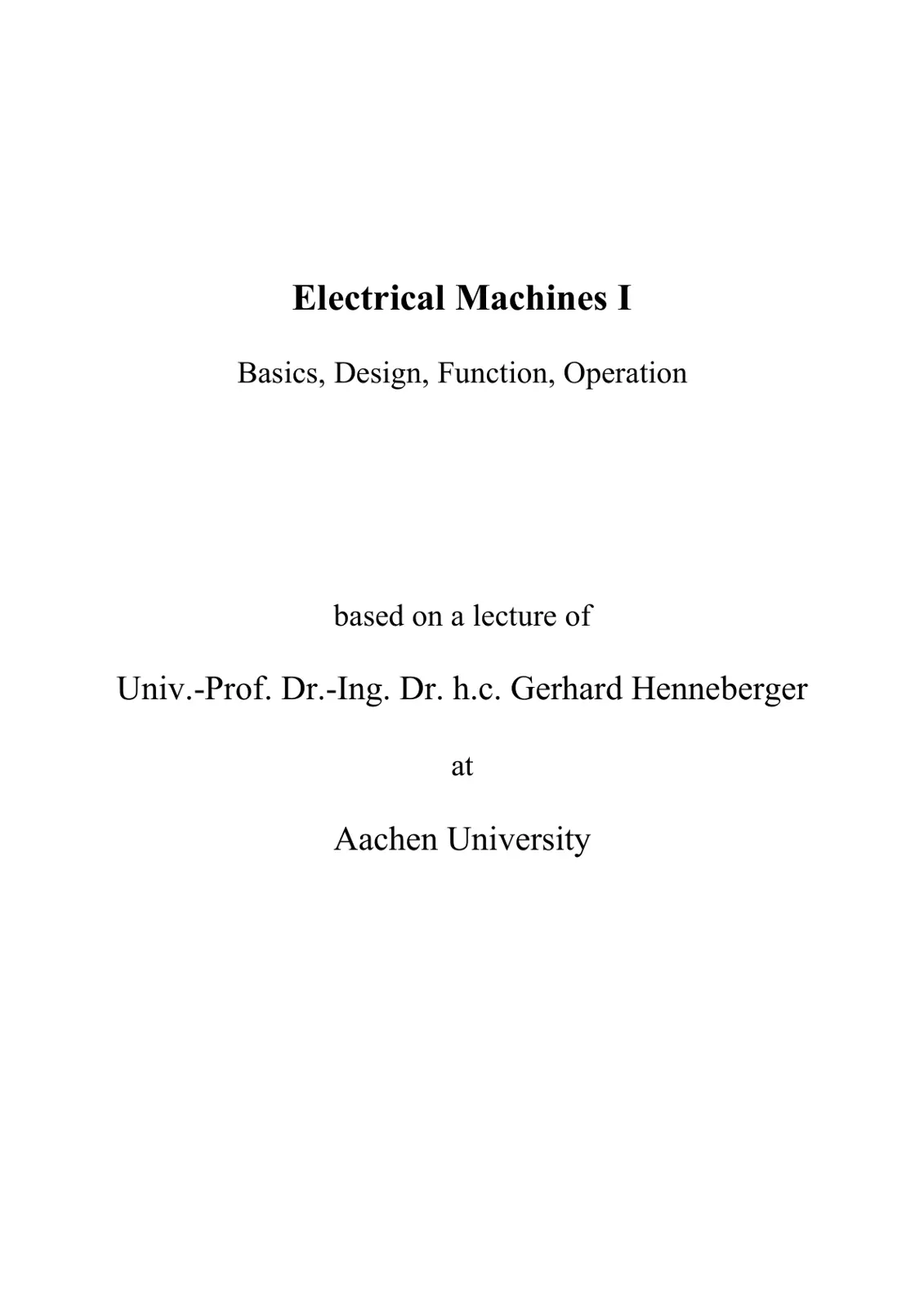 غلاف تقرير Electrical Machines I