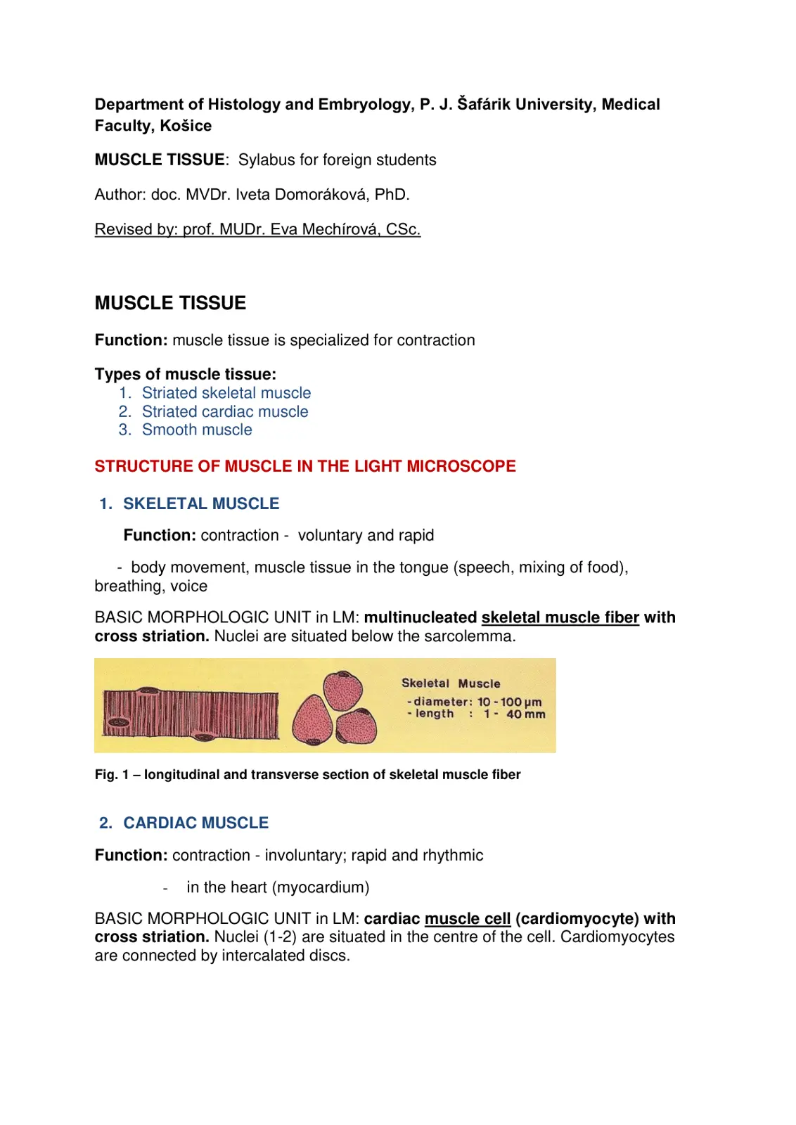 غلاف تقرير MUSCLE TISSUE: Syllabus for foreign students