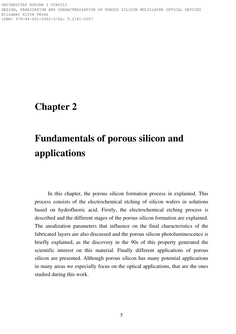 غلاف تقرير Design, Fabrication and Characterization of Porous Silicon Multilayer Optical Devices