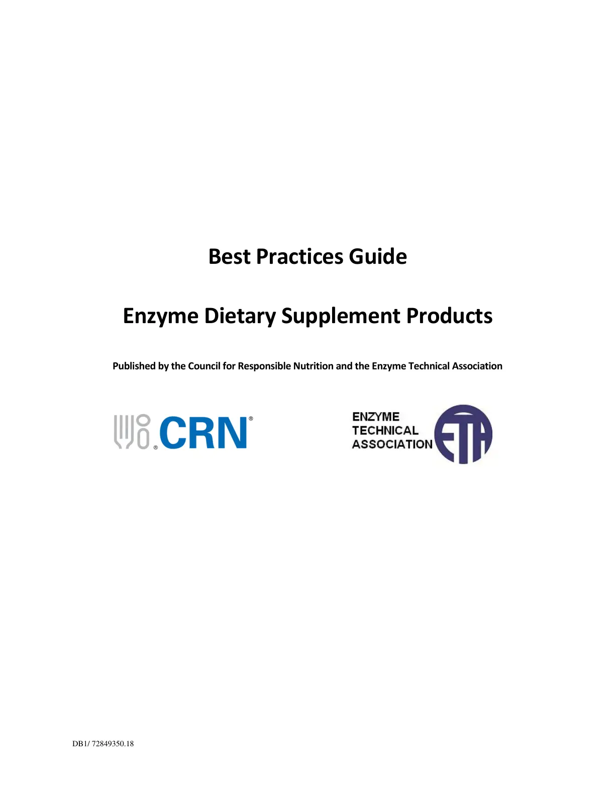 غلاف تقرير Best Practices Guide Enzyme Dietary Supplement Products