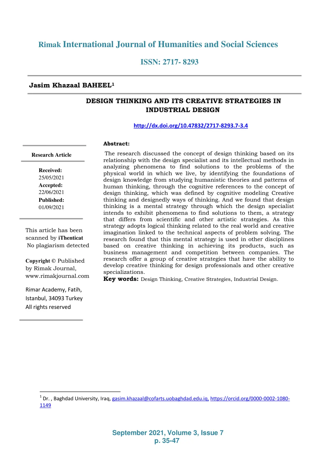 غلاف تقرير Design Thinking and Its Creative Strategies in Industrial Design