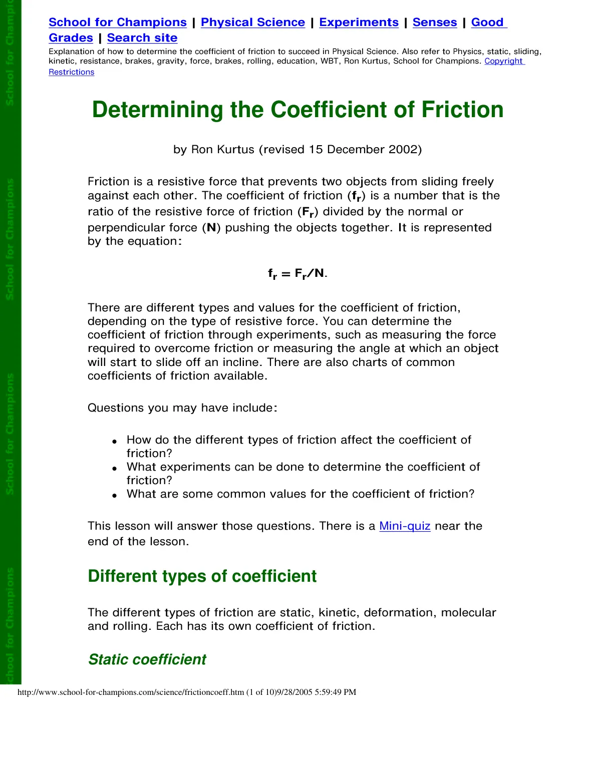غلاف تقرير Determining the Coefficient of Friction