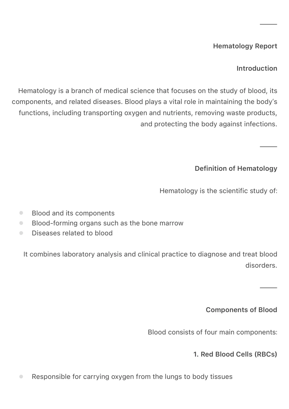 غلاف تقرير Hematology Report