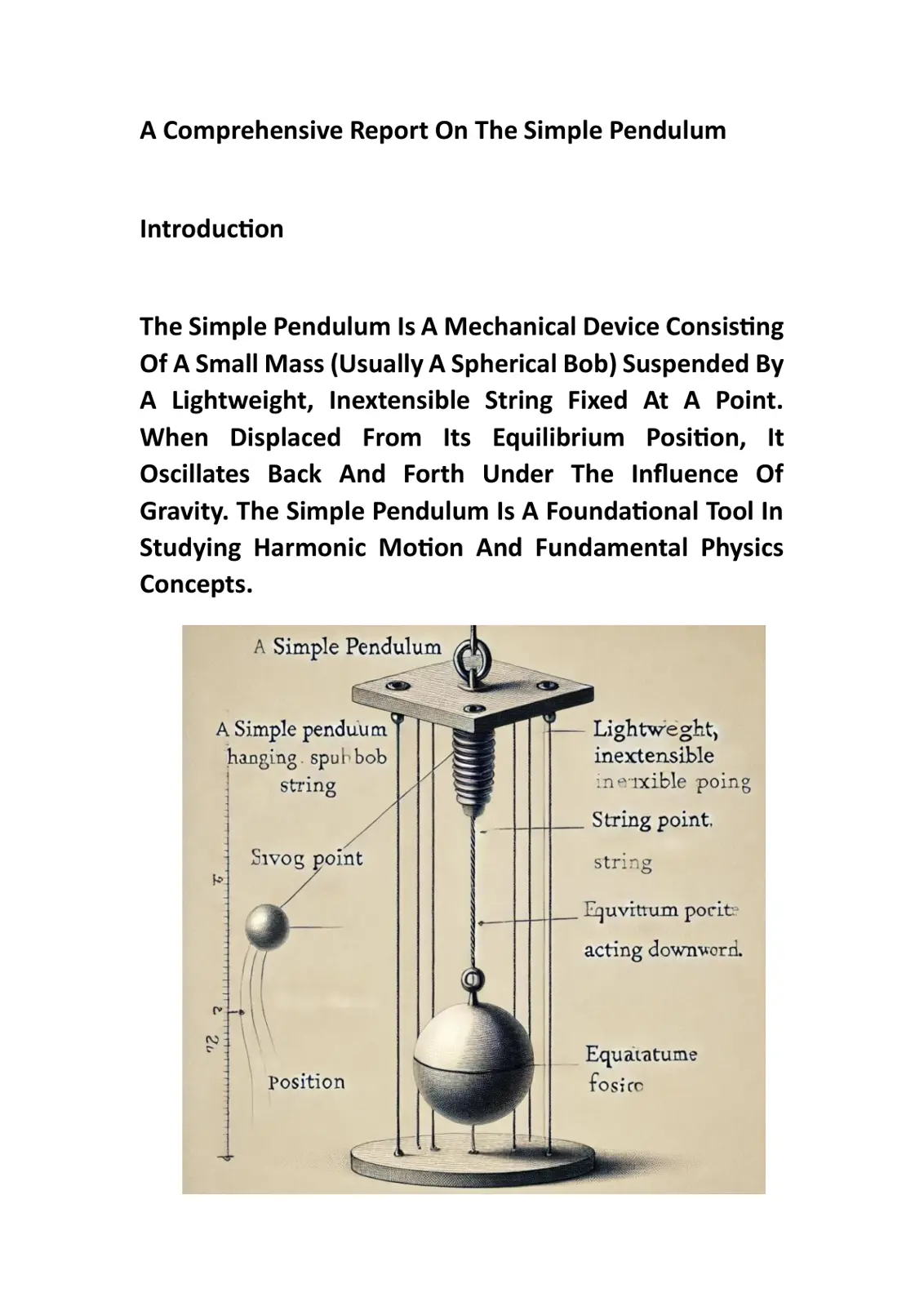 غلاف تقرير A Comprehensive Report On The Simple Pendulum