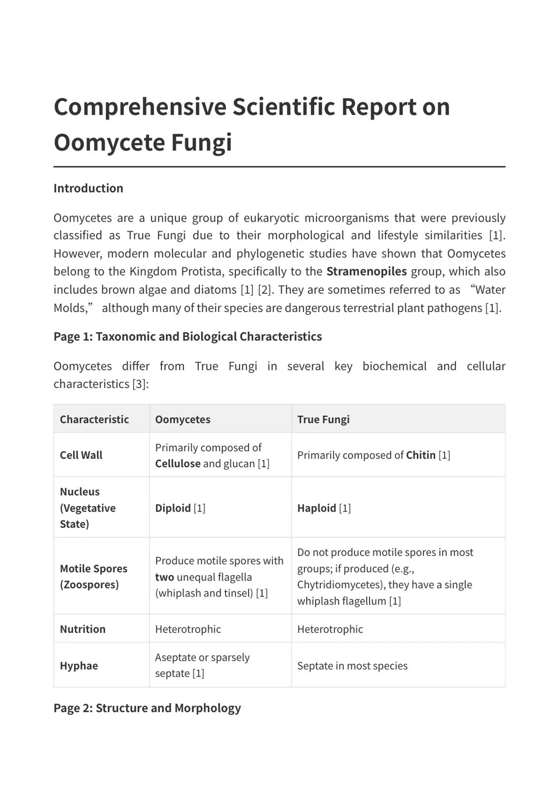 غلاف تقرير Comprehensive Scientific Report on Oomycete Fungi