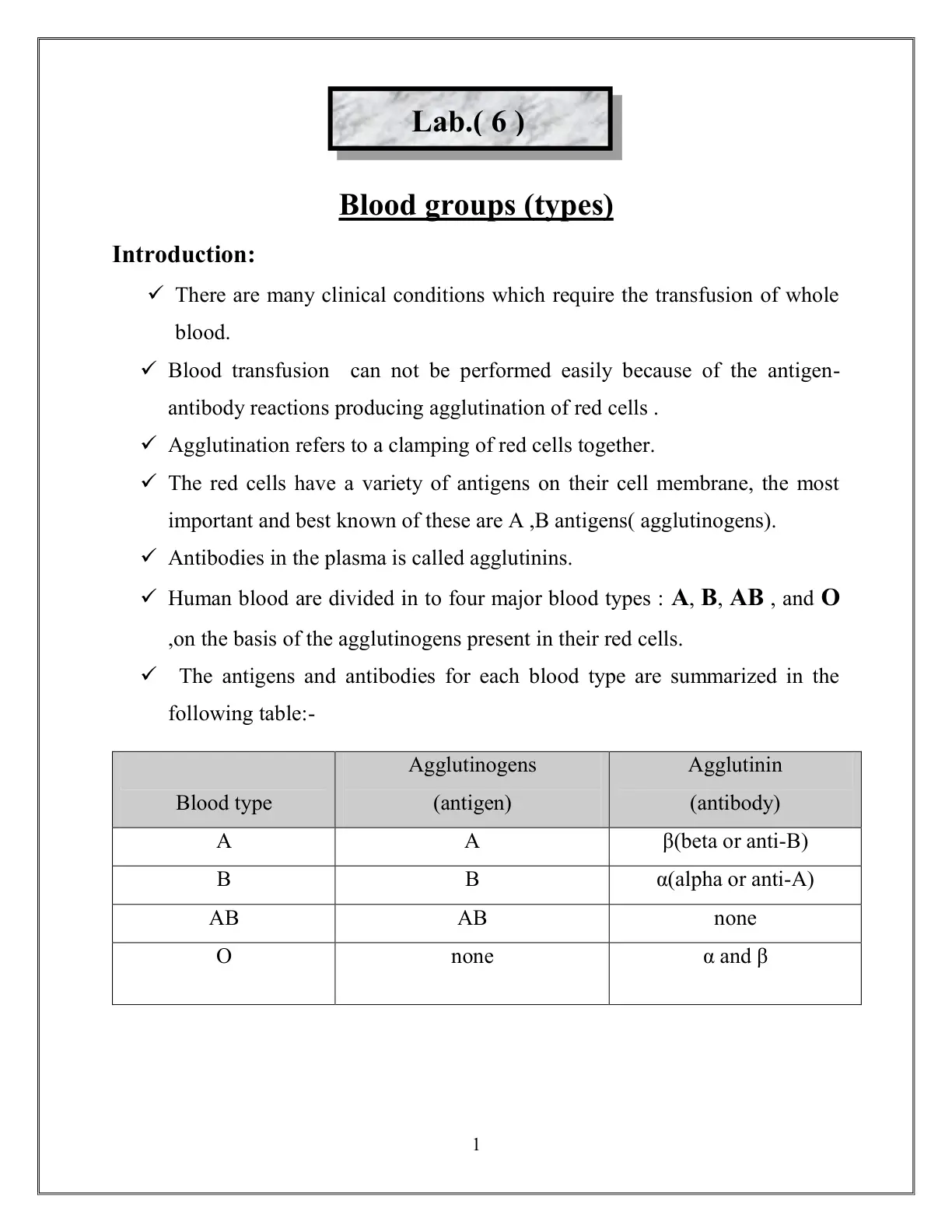 غلاف تقرير Blood groups (types)