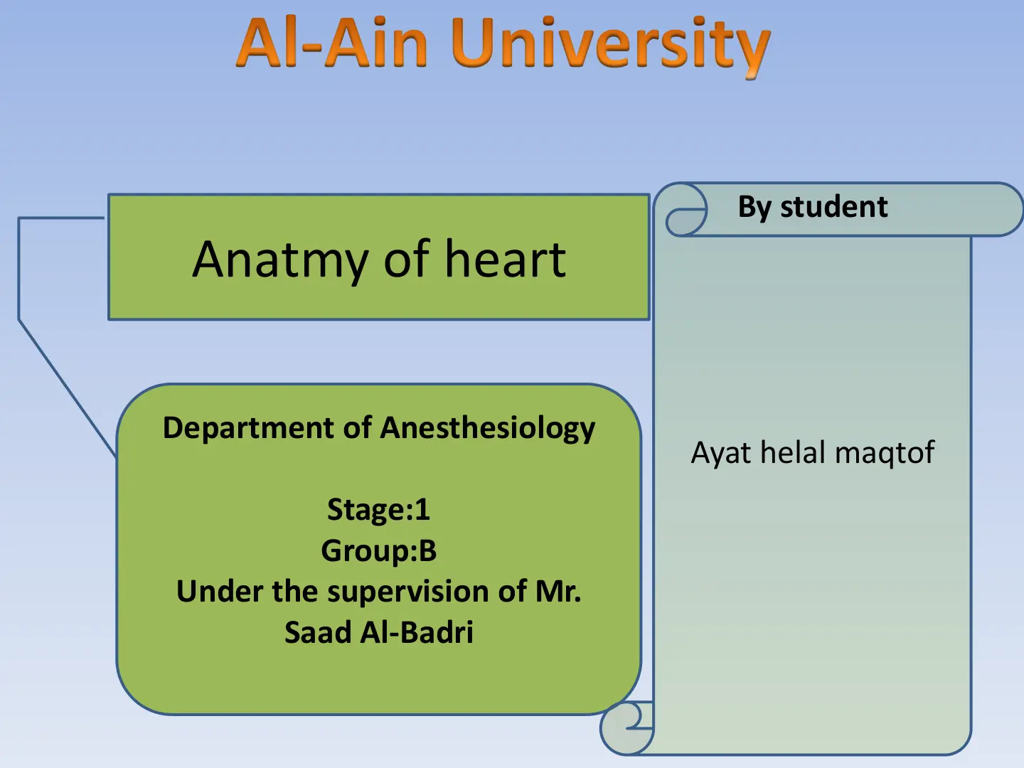 غلاف تقرير Anatomy of heart