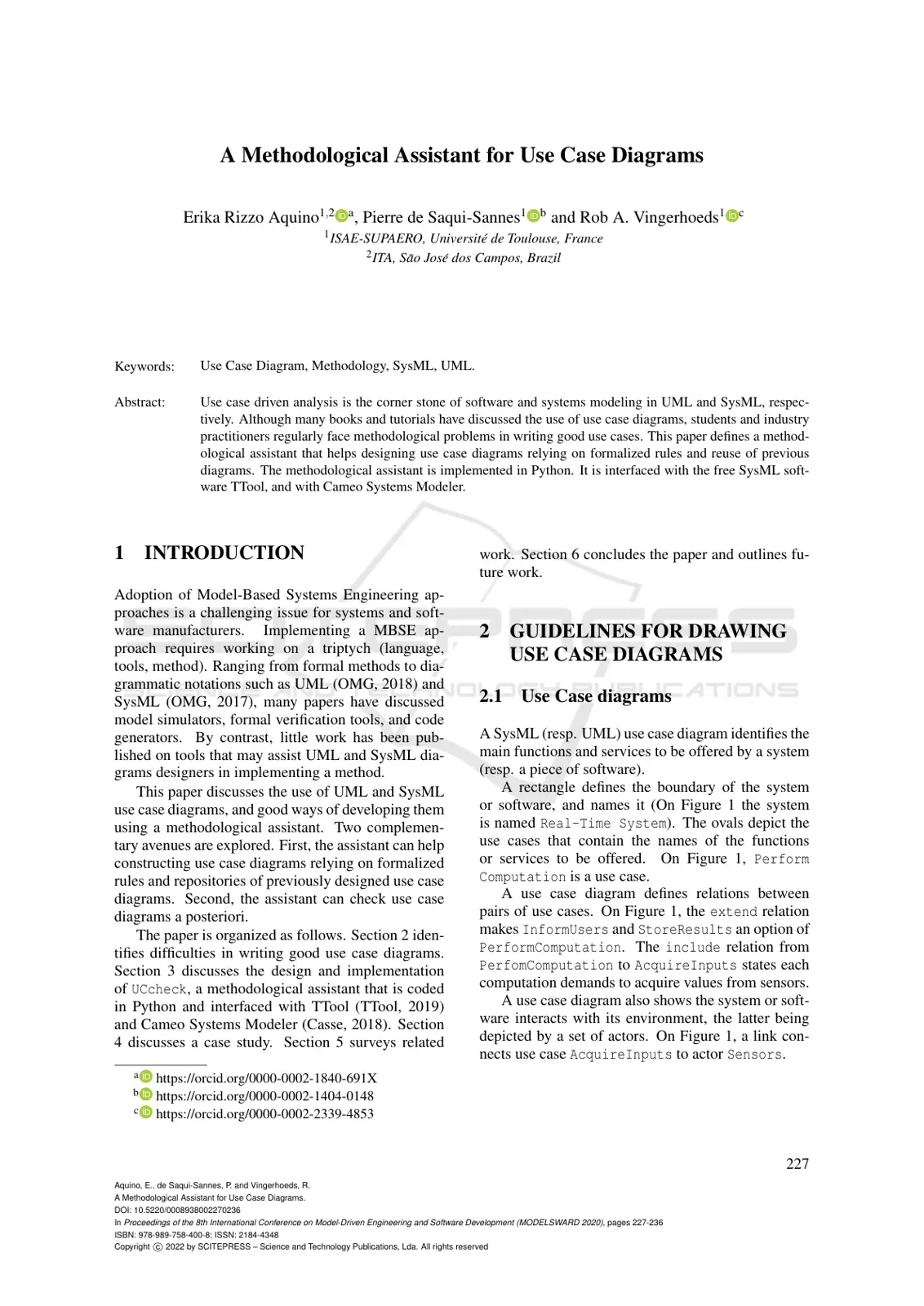غلاف تقرير A Methodological Assistant for Use Case Diagrams