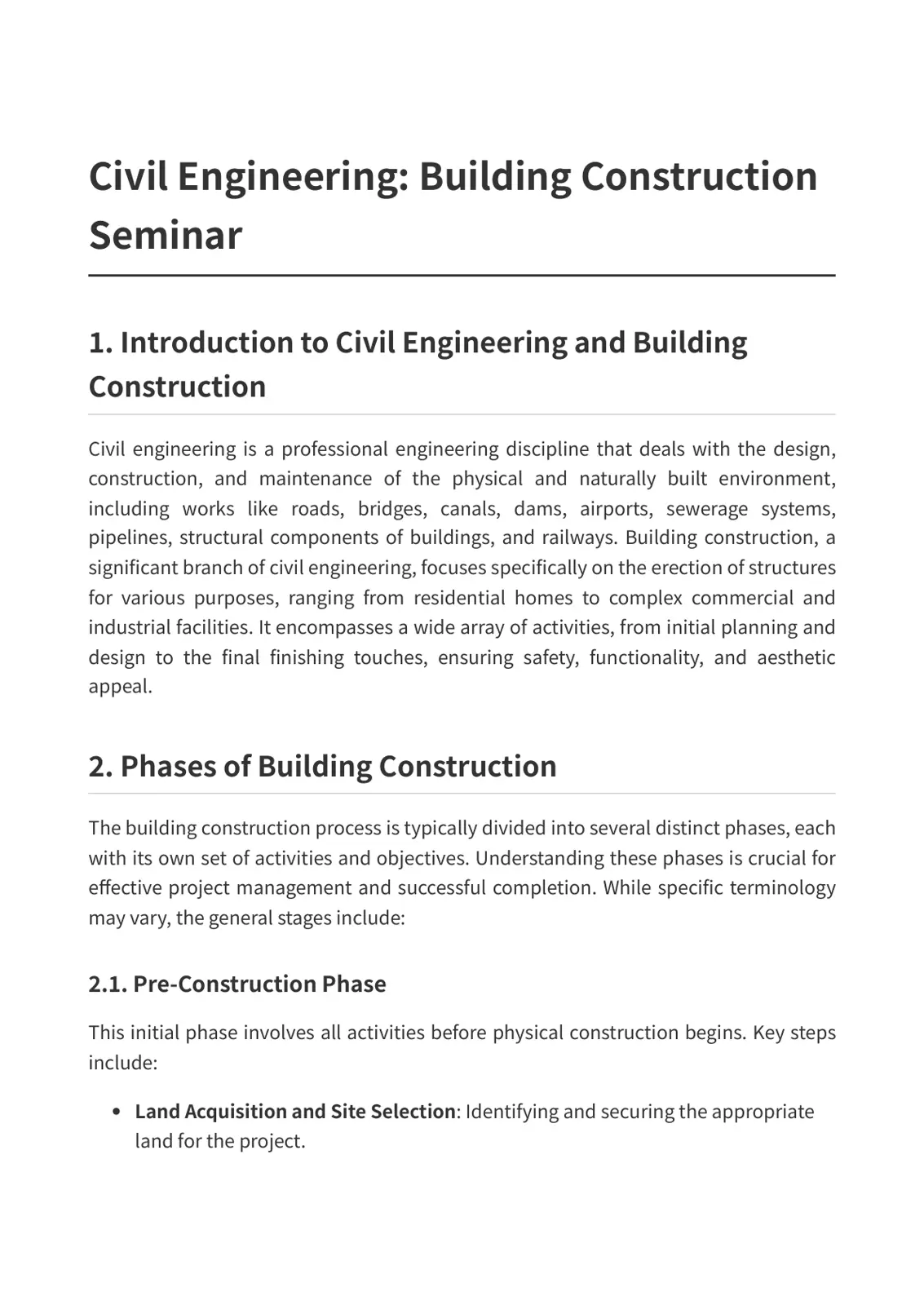 غلاف تقرير Civil Engineering: Building Construction Seminar