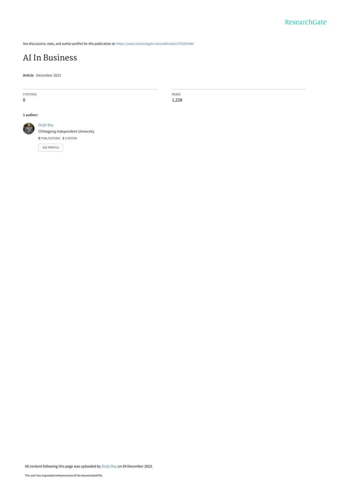 غلاف تقرير AI In Business