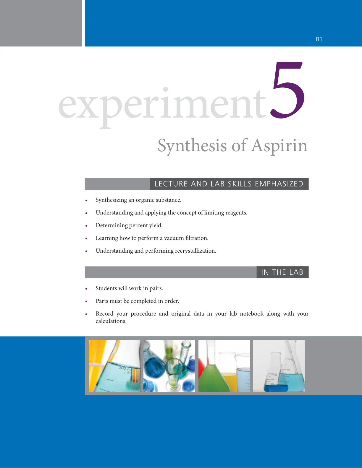 غلاف تقرير Experiment 5: Synthesis of Aspirin