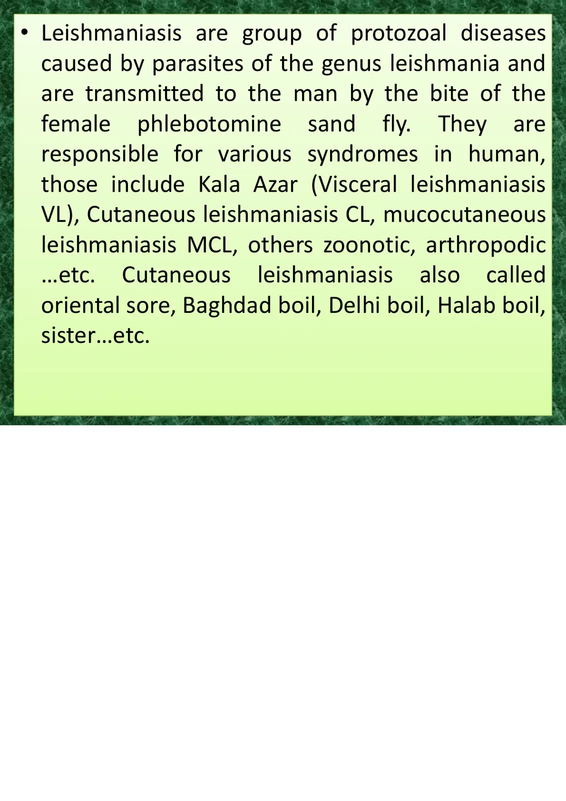 غلاف تقرير Leishmaniasis Overview