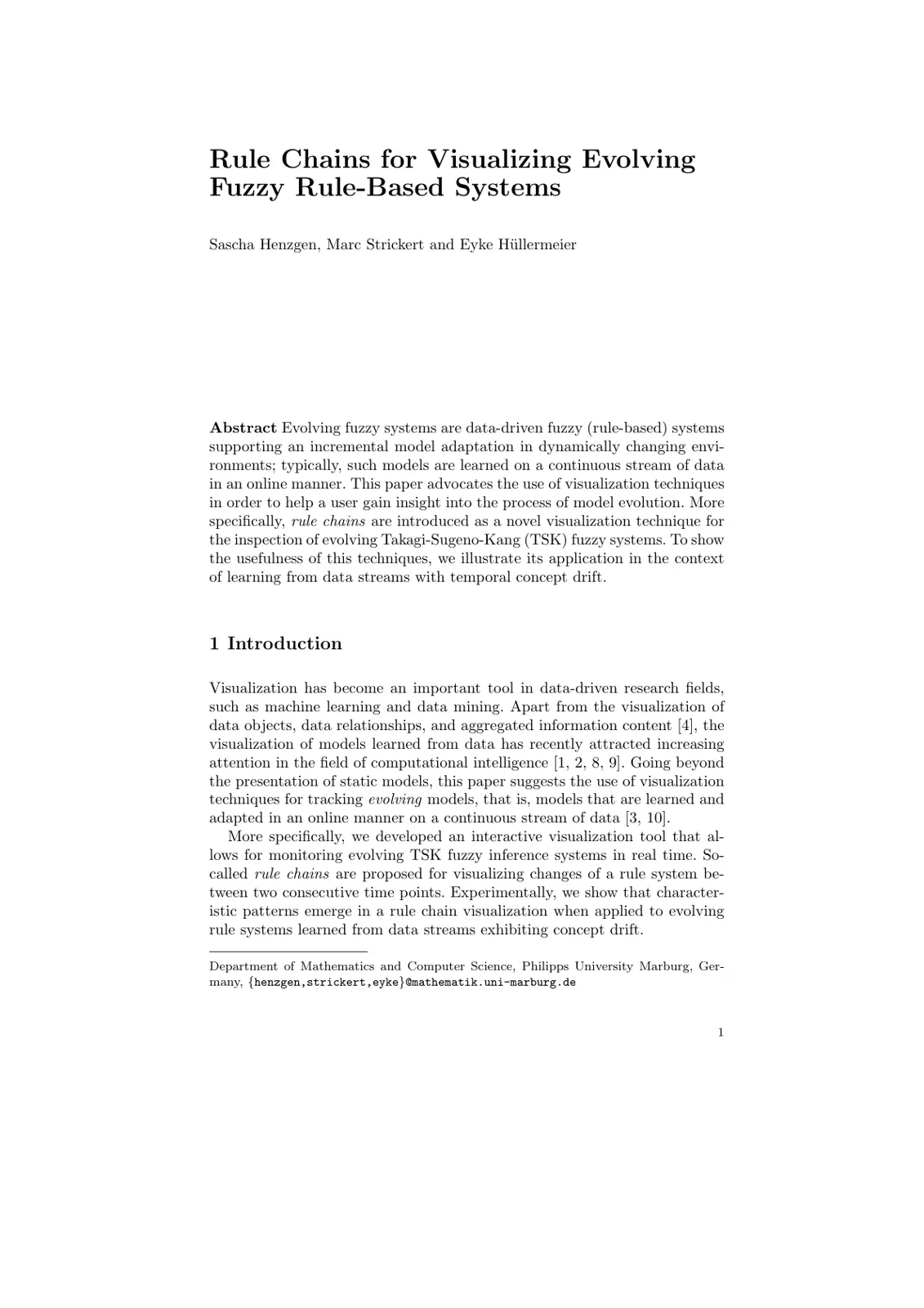 غلاف تقرير Rule Chains for Visualizing Evolving Fuzzy Rule-Based Systems